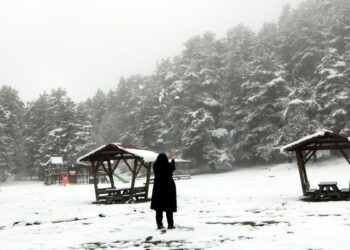 Abant, beyaz örtüyle kaplandı