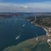 Sağanak sonrası İstanbul Boğazı’ndaki renk değişimi havadan görüntülendi