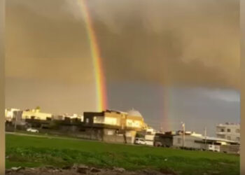 Nusaybin’de yağış sonrası gökkuşağı oluştu