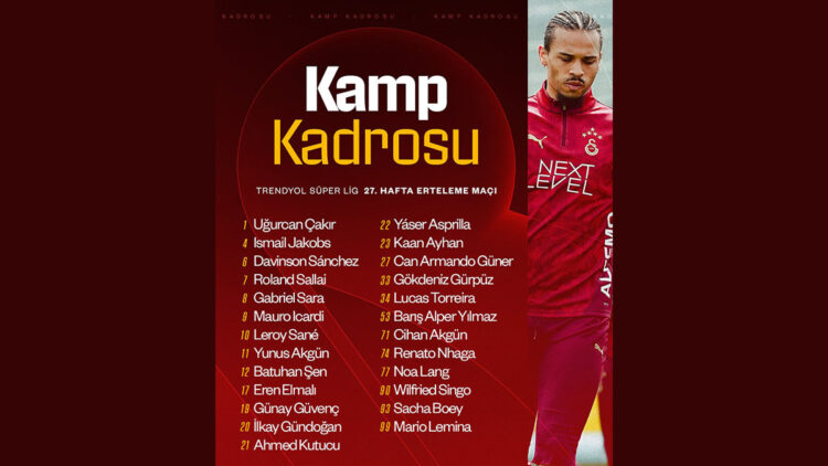 Galatasaray’ın Göztepe maçı kamp kadrosu açıklandı