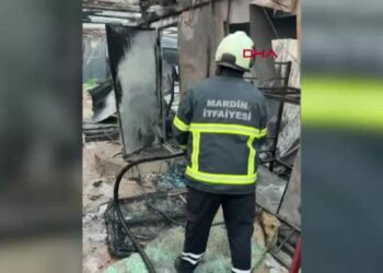Mardin'de konteyner yangını