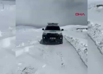 Kardan yolu kapanan köyde rahatsızlanan kadın için ekipler seferber oldu