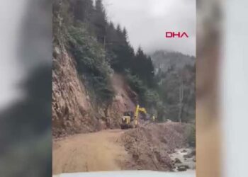 Rize’de heyelan; iş makinesi operatörü saniyelerle kurtuldu