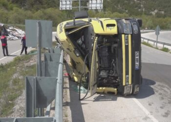 Devrilen parke yüklü TIR'ın şoförü öldü