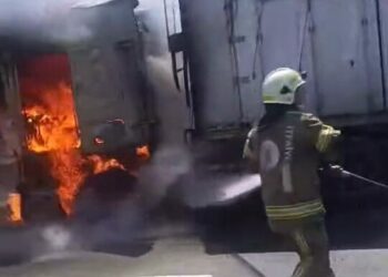 Seyir halindeyken alev alan TIR yandı