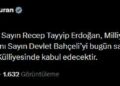 Cumhurbaşkanı Erdoğan, Bahçeli'yi kabul edecek