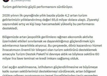 Cevdet Yılmaz: Turizm gelirlerimiz güçlü performansını sürdürüyor
