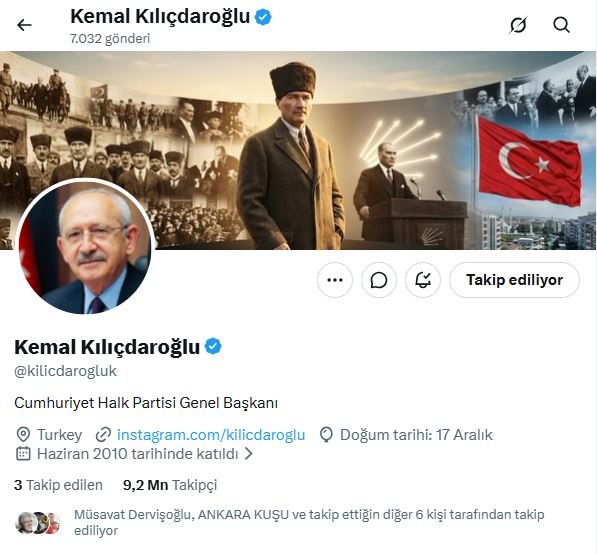 Kemal Kılıçdaroğlu, sanal medyadaki unvanını güncelledi