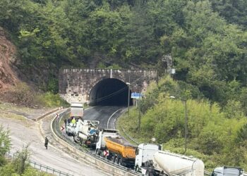 Heyelan nedeniyle kopan kaya ve dal parçaları elektrik hattını kopardı