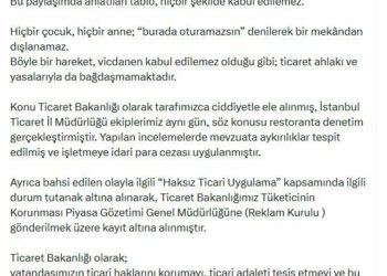 Bakanlıktan zincir restoranda ayrımcılık iddiasına idari para cezası