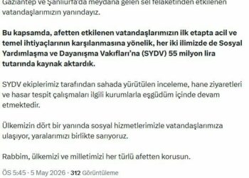 Bakan Göktaş: Gaziantep ve Şanlıurfa'daki sel felaketine ilişkin 55 milyon lira kaynak aktardık