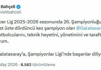 Bahçeli’den Galatasaray’a tebrik mesajı