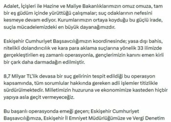 Eskişehir merkezli yasa dışı bahis operasyonu; 135 gözaltı