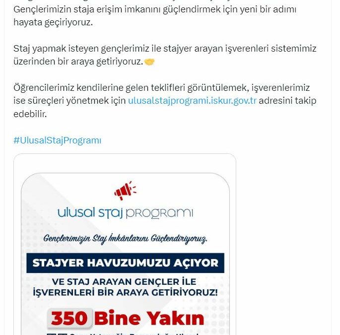 Bakan Işıkhan: Staj yapmak isteyenler ile stajyer arayan işverenleri bir araya getiriyoruz