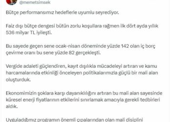 Bakan Şimşek: Bütçe performansımız hedeflerle uyumlu seyrediyor