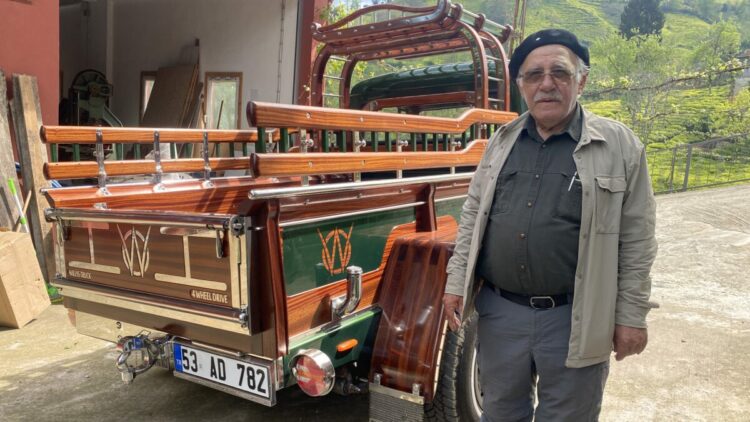Kündekari ustasından, hurda arazi araca ahşap dokunuş