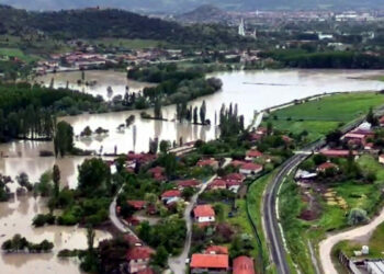 Tokat'ta sağanak sonrası su altında kalan tarım arazileri dronla görüntülendi