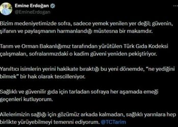 Emine Erdoğan'dan 'Türk Gıda Kodeksi' çalışmalarına ilişkin paylaşım