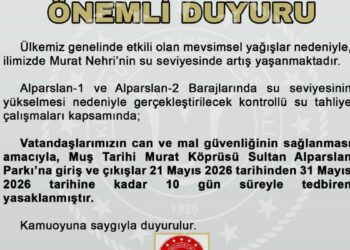 Murat Nehri’nin su seviyesi yükseldi, Murat Köprüsü ve Sultan Alparslan Parkı kapatıldı