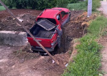 Bursa'da kamyonet, direğe çarpıp gübre çukuruna düştü: 1 yaralı
