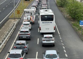 Tekirdağ kara yolunda trafik yoğunluğu