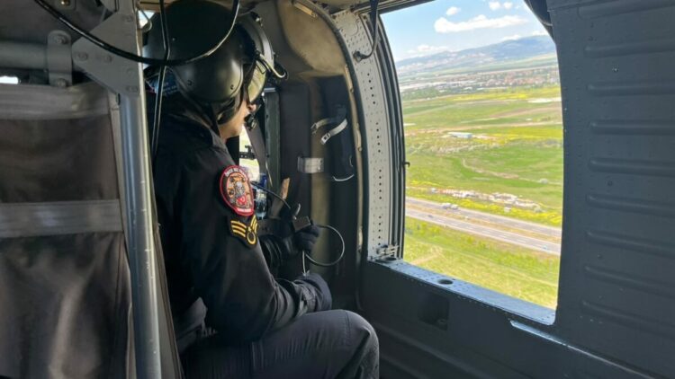 Ankara'da jandarmadan helikopter destekli trafik denetimi