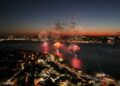 İstanbul Boğazı’ndaki havai fişek gösterisi havadan görüntülendi