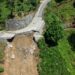 Rize'de sağanak sonrası çöken yol dronla görüntülendi