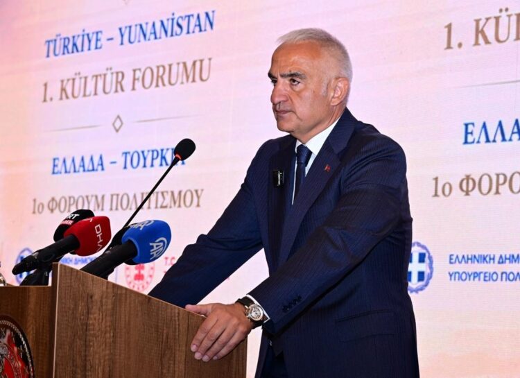 Kültür ve Turizm Bakanı Mehmet Nuri Ersoy (Fotoğrafta) ile Yunanistan Kültür Bakanı Lina Mendoni'nin katılımıyla Nevşehir'de 'Türkiye-Yunanistan 1. Kültür Forumu' düzenlendi. Fotoğraf: Ahmet KORKMAZER/Nevşehir, (DHA)