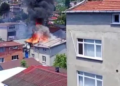 Sarıyer’de kaynak çalışması sırasında çıkan yangında çatı alev alev yandı