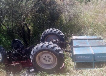 Zeytinliğe devrilen traktörün sürücüsü öldü