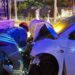 Otomobilin duvara çarptığı kaza kask kamerasında; 2 yaralı