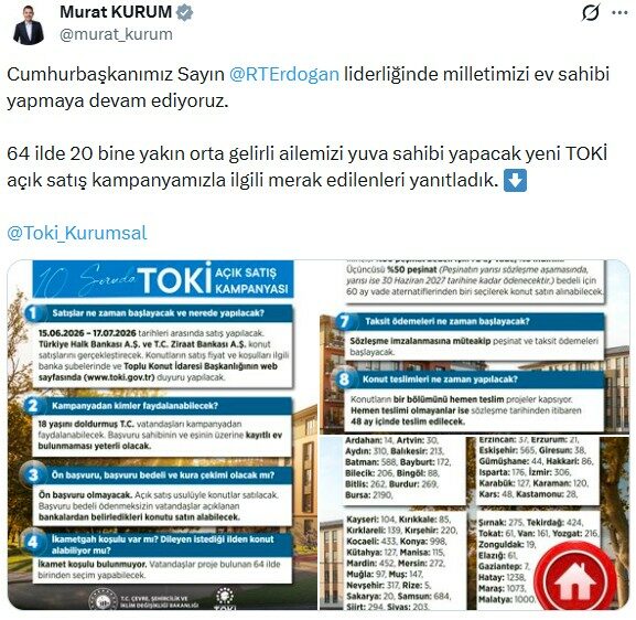 TOKİ'nin açık satış konut kampanyası ile ilgili '10 soruda 10 cevap' açıklaması