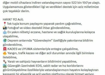 Bakan Çiftçi: HAYAT 112 Acil uygulamasını indiren vatandaş sayısı 552 bin 150'ye ulaştı