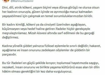 Bakan Göktaş: Kadını küçümseyen ifadeler hiçbir gerekçeyle meşrulaştırılamaz