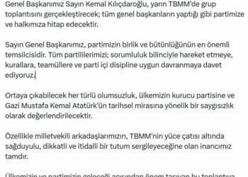 CHP Sözcüsü Sarı: Genel Başkanımız Kılıçdaroğlu, yarın grup toplantısını gerçekleştirecek