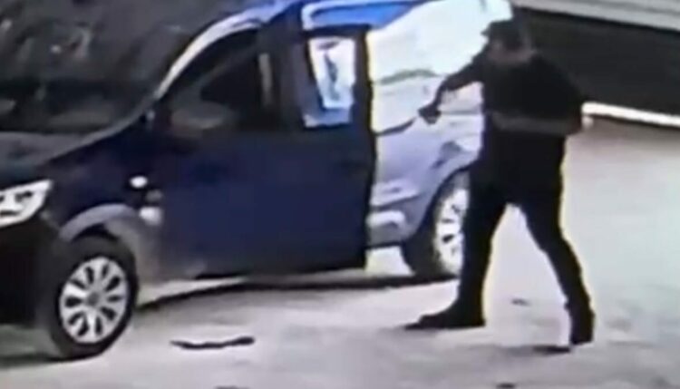Hafif ticari araca giren yılan paniğe neden oldu; o anlar kamerada