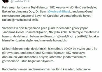 Bakan Çiftçi, jandarma heyetini kabul etti