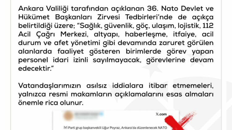DMM: ‘Ankara'da NATO Zirvesi süresince sağlık görevlilerinin idari izinli olacağına’ dair iddialar doğru değildir