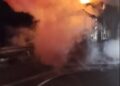 Tavuk eti yüklü TIR, otoyolda alev alarak yandı