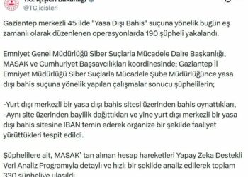 Gaziantep merkezli 45 ilde 'yasa dışı bahis' operasyonu; 190 gözaltı