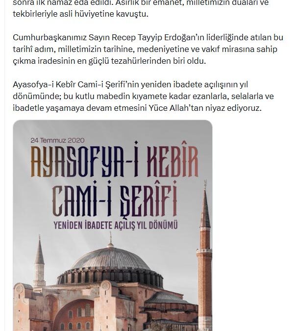 İletişim Başkanı Duran'dan 'Ayasofya' paylaşımı