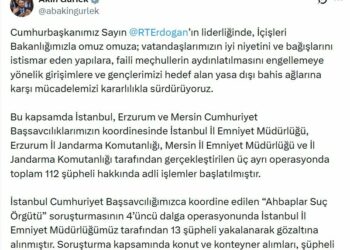 Bakan Gürlek: 3 soruşturmada 112 şüpheli hakkında adli işlem başlatıldı
