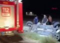 Sulama kanalına devrilen otomobilde 3 kişi yaralandı