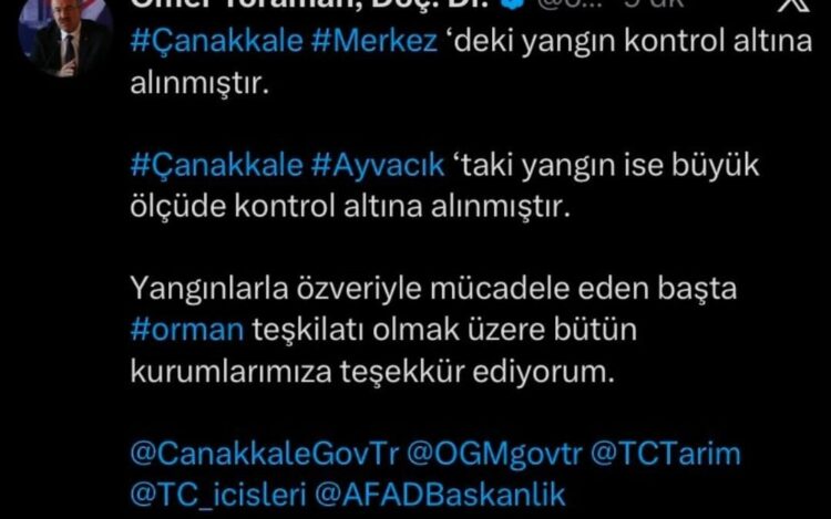 Çanakkale’deki iki yangın kontrol altına alındı