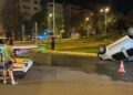 Takla atan aracındaki yaralıyı bırakıp kaçtı