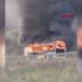 Erzincan’da yolcu otobüsü yandı