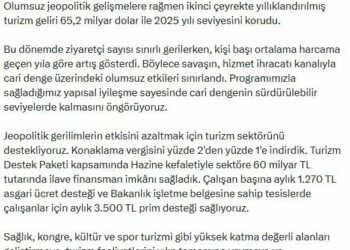Bakan Şimşek: Turizm sektörünü destekliyoruz