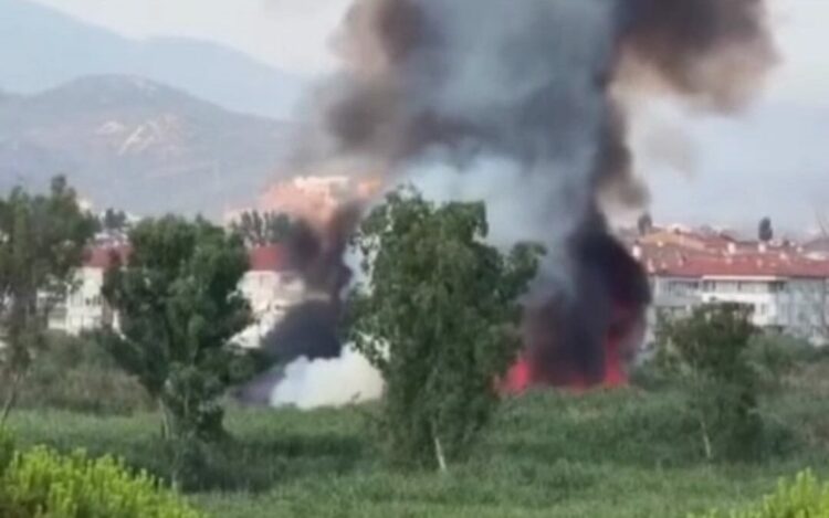 Balıkesir’de sazlık alanda çıkan yangın söndürüldü