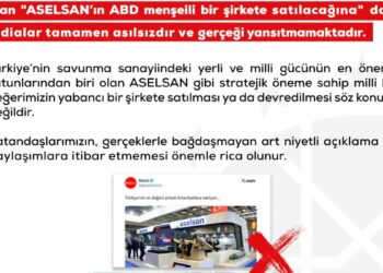 DMM: ASELSAN’ın ABD menşeili şirkete satılacağı iddiası asılsızdır